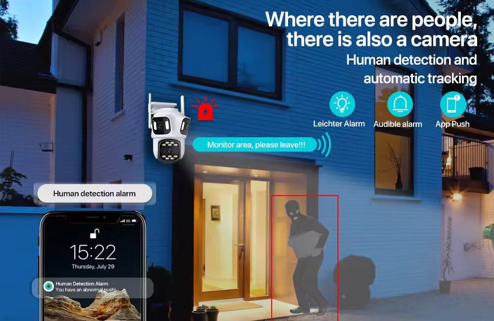PTZ Wifi Kamera mit drei Objektiv